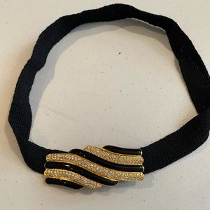 St. John knit black belt with black and gold buckle